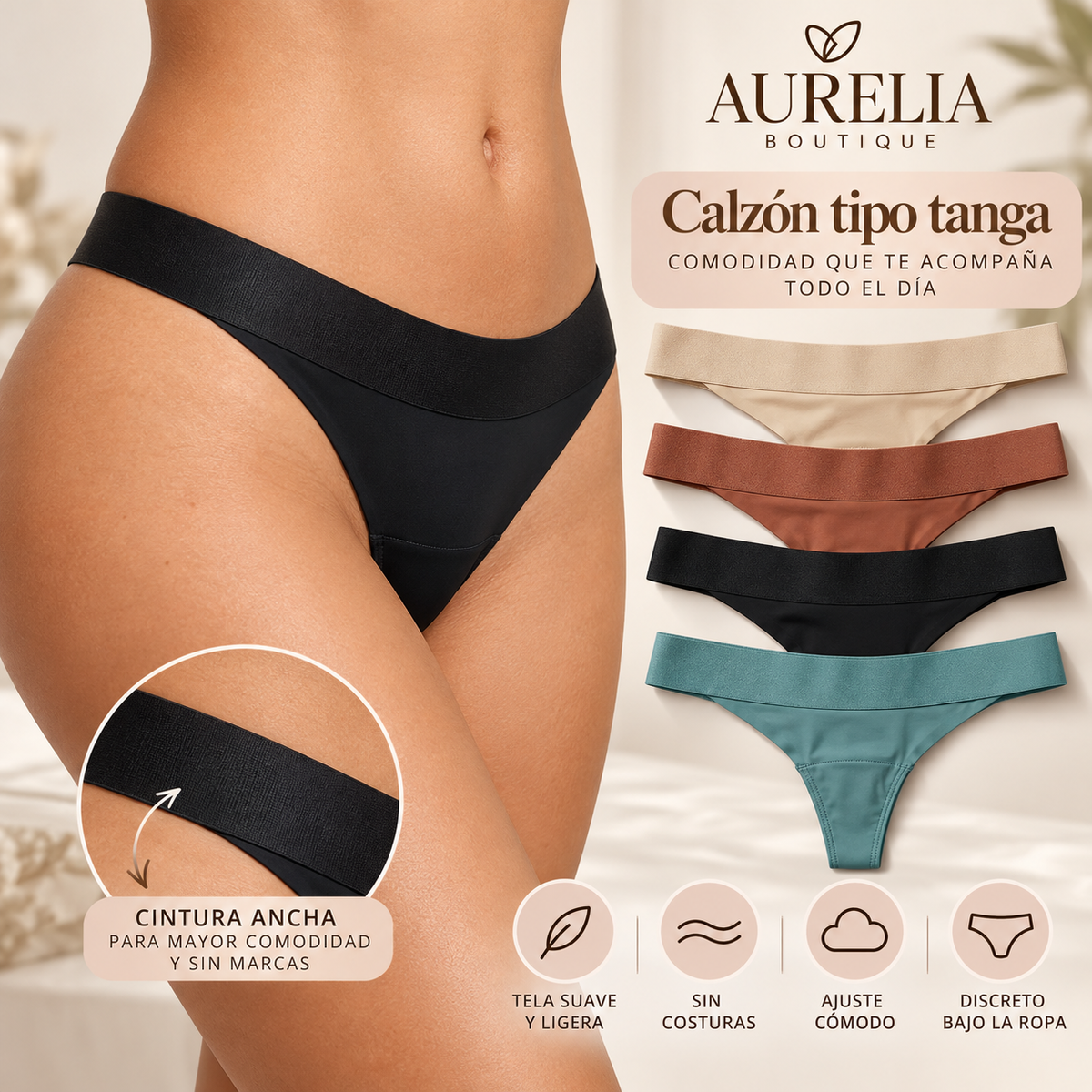 Tanga invisible con efecto alisador frontal — Tiro bajo